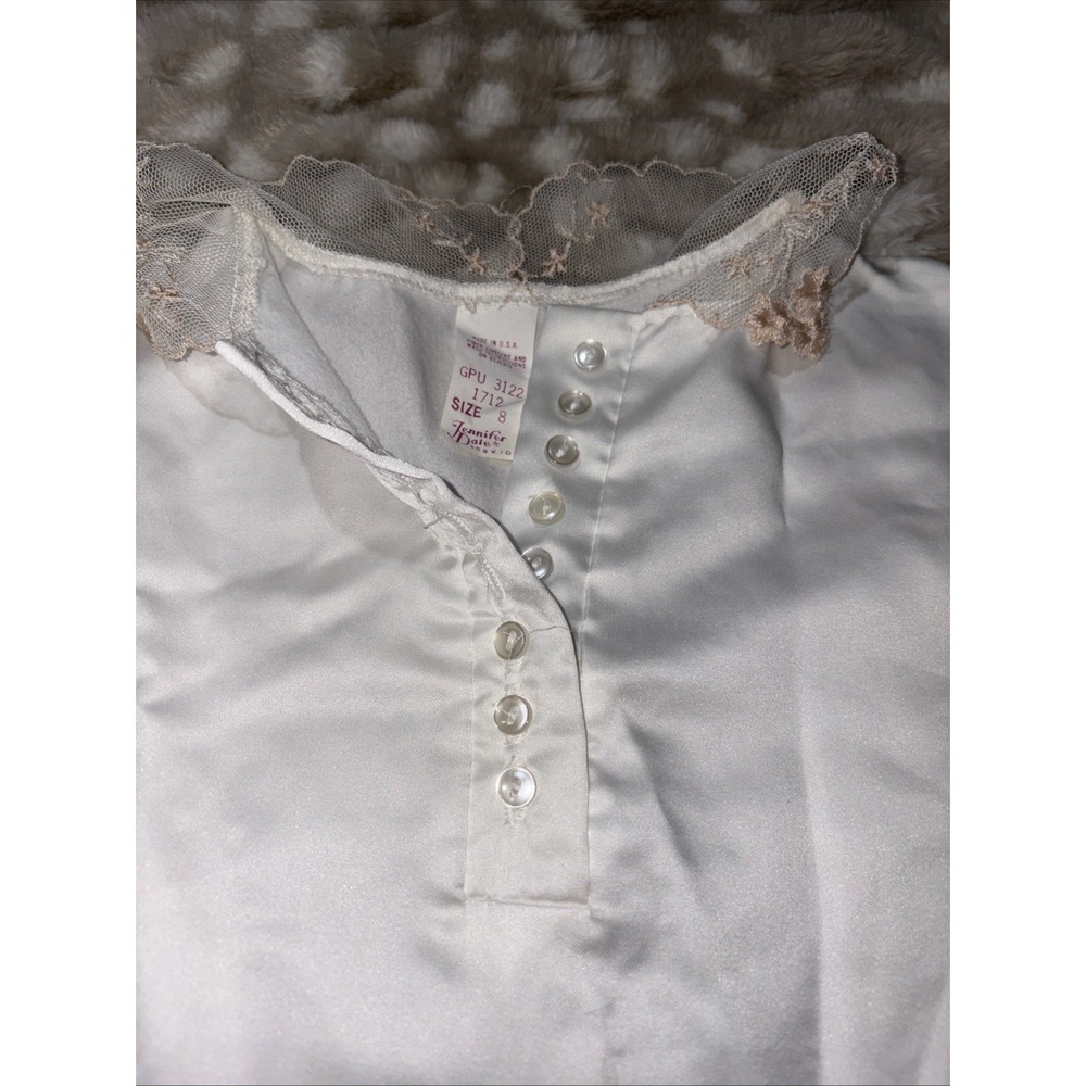 Vintage‎ Jennifer Dale For Kids Nightgown Sleepwear Satin Lace Neck Girls Size 8 - Picture 2 of 7